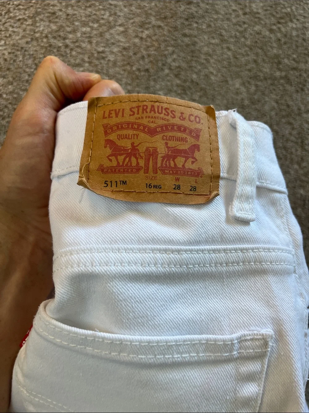 Levi’s 511 Slim tagged 16reg W28L28 See Photos for Actual Fit EUC Bright White